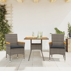 Maison exclusive - ensemble à manger de jardin et coussins 3 pcs gris rotin acac