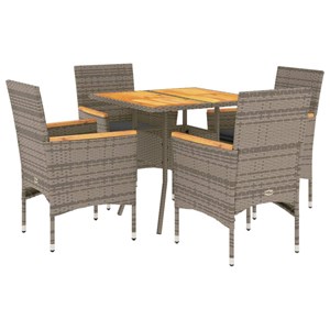Maison exclusive - ensemble à manger de jardin et coussins 5 pcs gris rotin acac