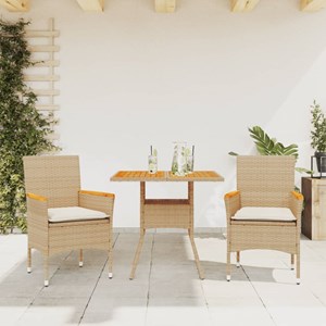 Maison exclusive - ensemble à manger de jardin et coussins 3pcs beige rotin acac