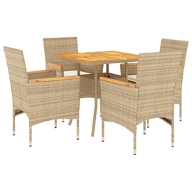 Maison exclusive - ensemble à manger de jardin et coussins 5pcs beige rotin acac