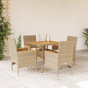Maison exclusive - ensemble à manger de jardin et coussins 5pcs beige rotin acac