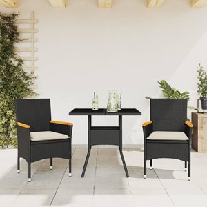 Maison exclusive - ensemble à manger de jardin et coussins 3 pcs noir rotin verr
