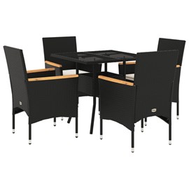Maison exclusive - ensemble à manger de jardin et coussins 5 pcs noir rotin verr