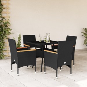 Maison exclusive - ensemble à manger de jardin et coussins 5 pcs noir rotin verr