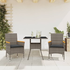 Maison exclusive - ensemble à manger de jardin et coussins 3 pcs gris rotin verr