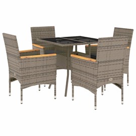Maison exclusive - ensemble à manger de jardin et coussins 5 pcs gris rotin verr