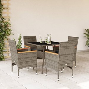 Maison exclusive - ensemble à manger de jardin et coussins 5 pcs gris rotin verr