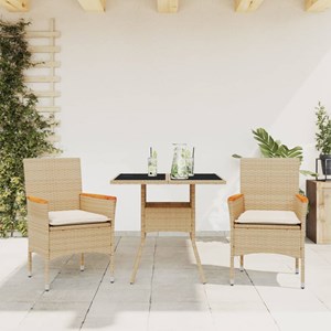 Maison exclusive - ensemble à manger de jardin et coussins 3 pcs beige rotin ver