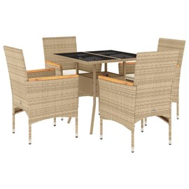 Maison exclusive - ensemble à manger de jardin et coussins 5 pcs beige rotin ver