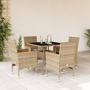 Maison exclusive - ensemble à manger de jardin et coussins 5 pcs beige rotin ver