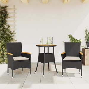 Maison exclusive - ensemble à manger de jardin et coussins 3 pcs noir rotin acac
