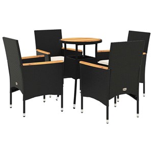 Maison exclusive - ensemble à manger de jardin et coussins 5 pcs noir rotin acac
