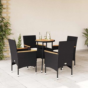 Maison exclusive - ensemble à manger de jardin et coussins 5 pcs noir rotin acac