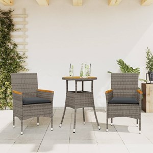 Maison exclusive - ensemble à manger de jardin et coussins 3 pcs gris rotin acac