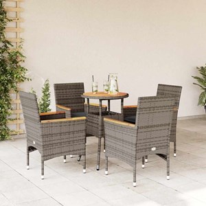Maison exclusive - ensemble à manger de jardin et coussins 5 pcs gris rotin acac