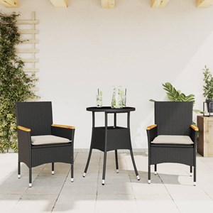 Maison exclusive - ensemble à manger de jardin et coussins 3 pcs noir rotin verr