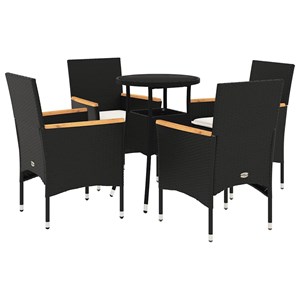 Maison exclusive - ensemble à manger de jardin et coussins 5 pcs noir rotin verr
