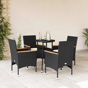 Maison exclusive - ensemble à manger de jardin et coussins 5 pcs noir rotin verr