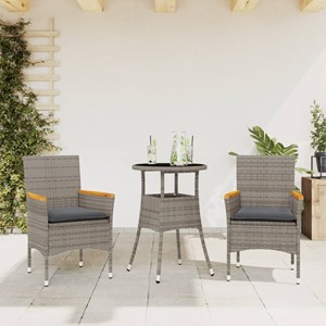 Maison exclusive - ensemble à manger de jardin et coussins 3 pcs gris rotin verr