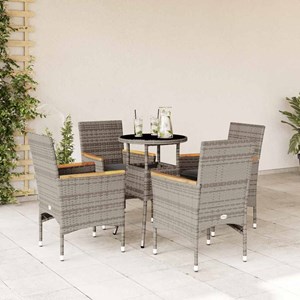 Maison exclusive - ensemble à manger de jardin et coussins 5 pcs gris rotin verr