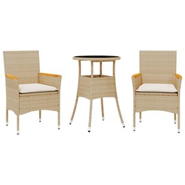 Maison exclusive - ensemble à manger de jardin et coussins 3 pcs beige rotin ver
