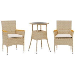 Maison exclusive - ensemble à manger de jardin et coussins 3 pcs beige rotin ver