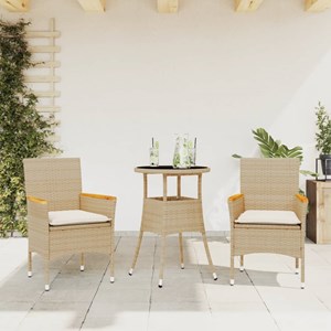 Maison exclusive - ensemble à manger de jardin et coussins 3 pcs beige rotin ver