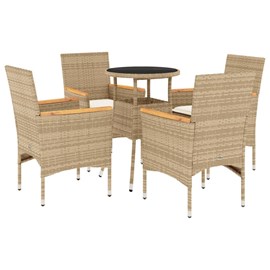 Maison exclusive - ensemble à manger de jardin et coussins 5 pcs beige rotin ver