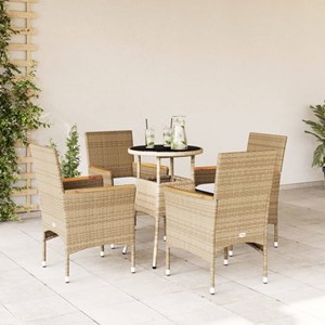 Maison exclusive - ensemble à manger de jardin et coussins 5 pcs beige rotin ver