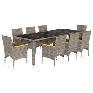 Maison exclusive - ensemble à manger de jardin et coussins 9 pcs gris rotin verr