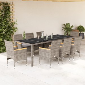 Maison exclusive - ensemble à manger de jardin et coussins 9 pcs gris rotin verr