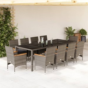 Maison exclusive - ensemble à manger de jardin et coussins 11 pcs gris rotin ver