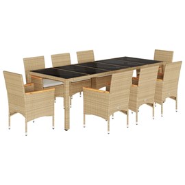Maison exclusive - ensemble à manger de jardin et coussins 9 pcs beige rotin ver