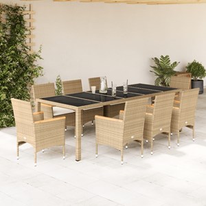 Maison exclusive - ensemble à manger de jardin et coussins 9 pcs beige rotin ver