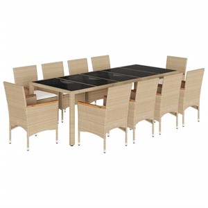 Maison exclusive - ensemble à manger de jardin et coussins 11pcs beige rotin ver