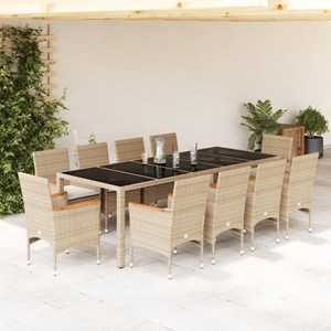 Maison exclusive - ensemble à manger de jardin et coussins 11pcs beige rotin ver