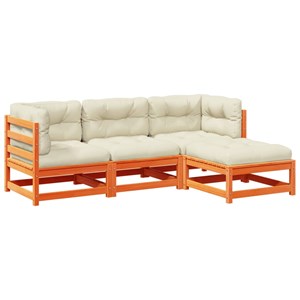 Maison exclusive - salon de jardin 4 pcs avec coussins cire marron bois pin mass