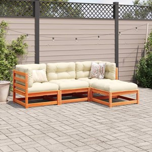 Maison exclusive - salon de jardin 4 pcs avec coussins cire marron bois pin mass