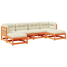 Maison exclusive - salon de jardin 6 pcs avec coussins cire marron bois pin mass