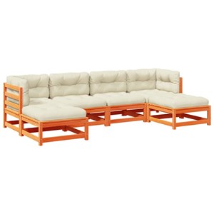 Maison exclusive - salon de jardin 6 pcs avec coussins cire marron bois pin mass