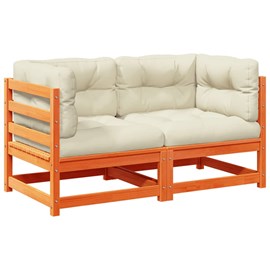 Maison exclusive - salon de jardin 2 pcs avec coussins cire marron bois pin mass