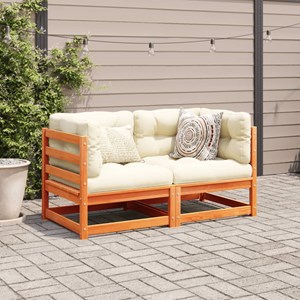 Maison exclusive - salon de jardin 2 pcs avec coussins cire marron bois pin mass