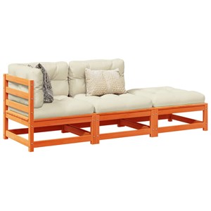 Maison exclusive - salon de jardin 3 pcs avec coussins cire marron bois pin mass