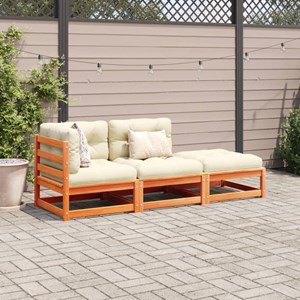 Maison exclusive - salon de jardin 3 pcs avec coussins cire marron bois pin mass