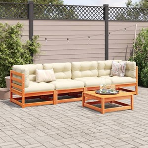 Maison exclusive - salon de jardin 5 pcs avec coussins cire marron bois pin mass