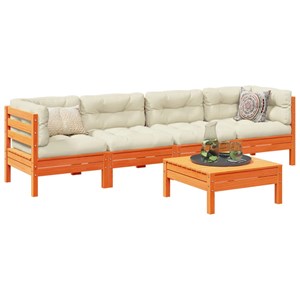 Maison exclusive - salon de jardin 5 pcs avec coussins cire marron bois pin mass