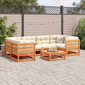 Maison exclusive - salon de jardin 7 pcs avec coussins cire marron bois pin mass