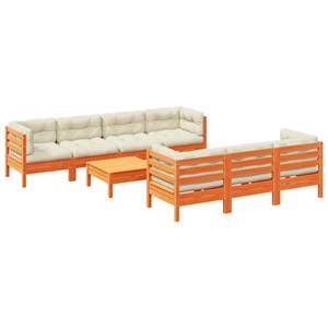 Maison exclusive - salon de jardin 8 pcs avec coussins marron cire bois pin mass