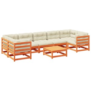 Maison exclusive - salon de jardin 8 pcs avec coussins marron cire bois pin mass