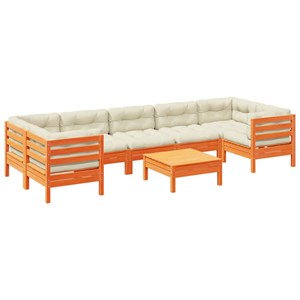 Maison exclusive - salon de jardin 8 pcs avec coussins marron cire bois pin mass